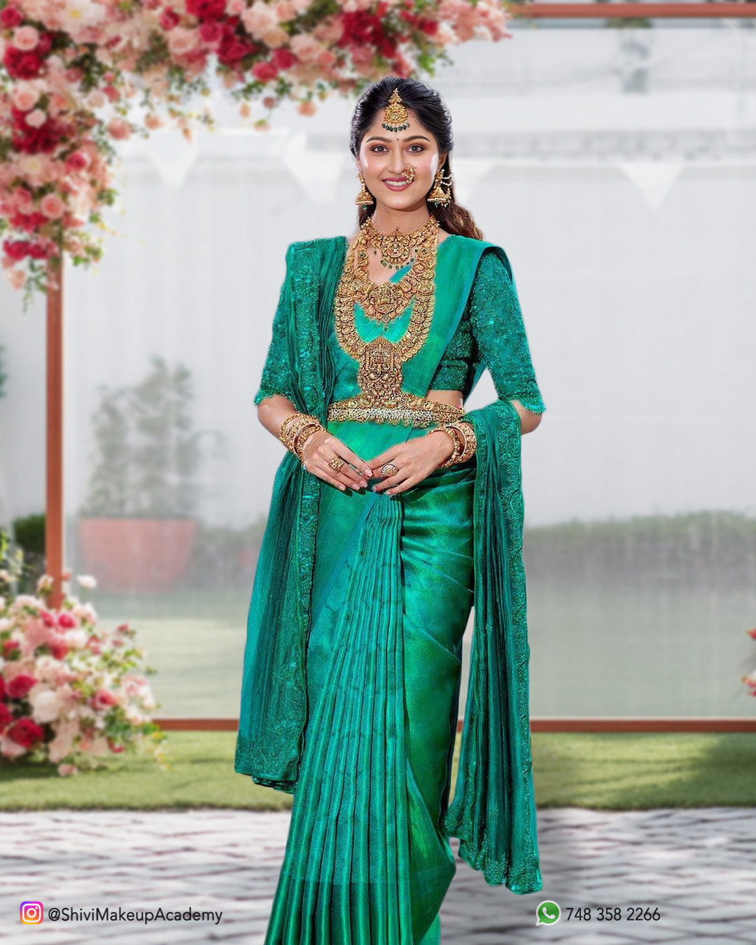 Muhuratham Makeup — minimal base with traditional temple jewellery